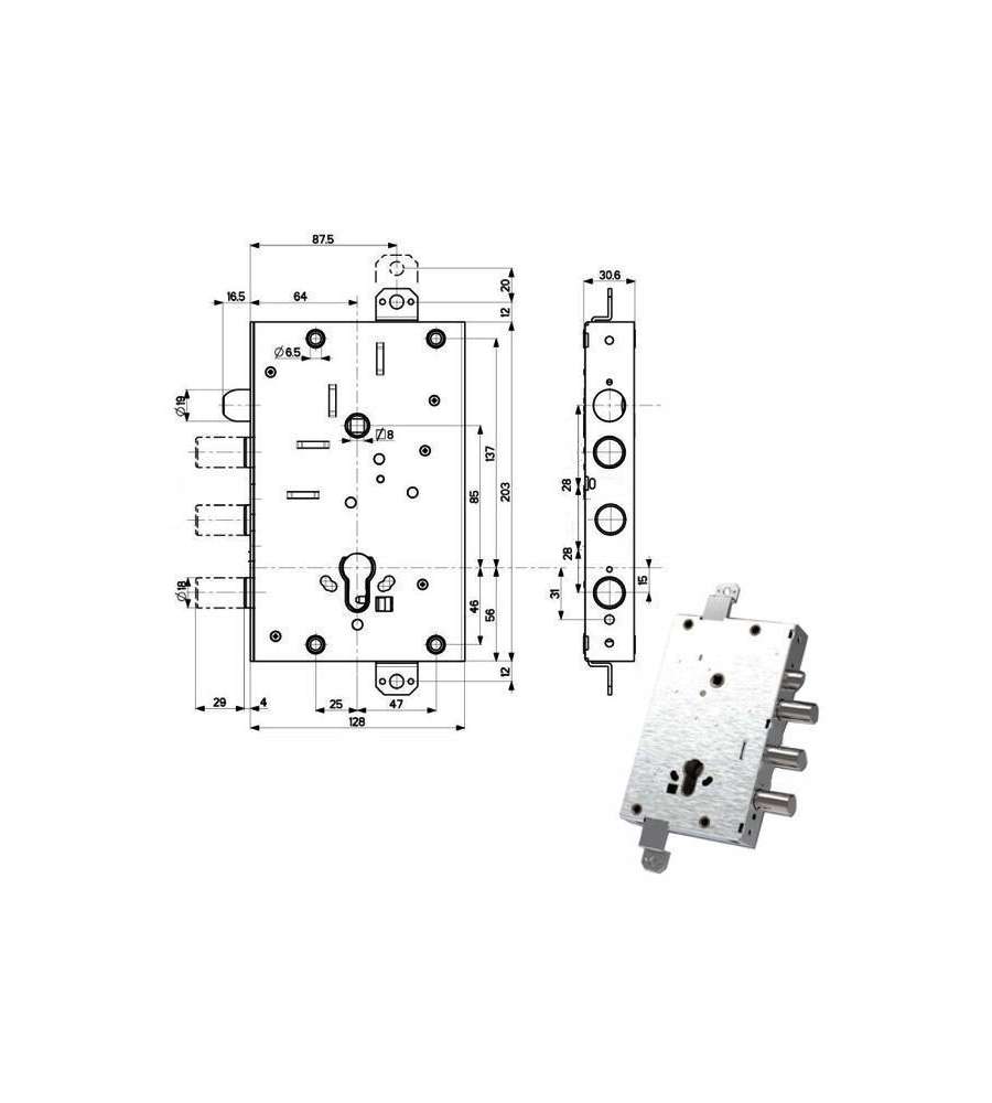 Serratura Sicura Triplice Int 37 82515 Mottura
