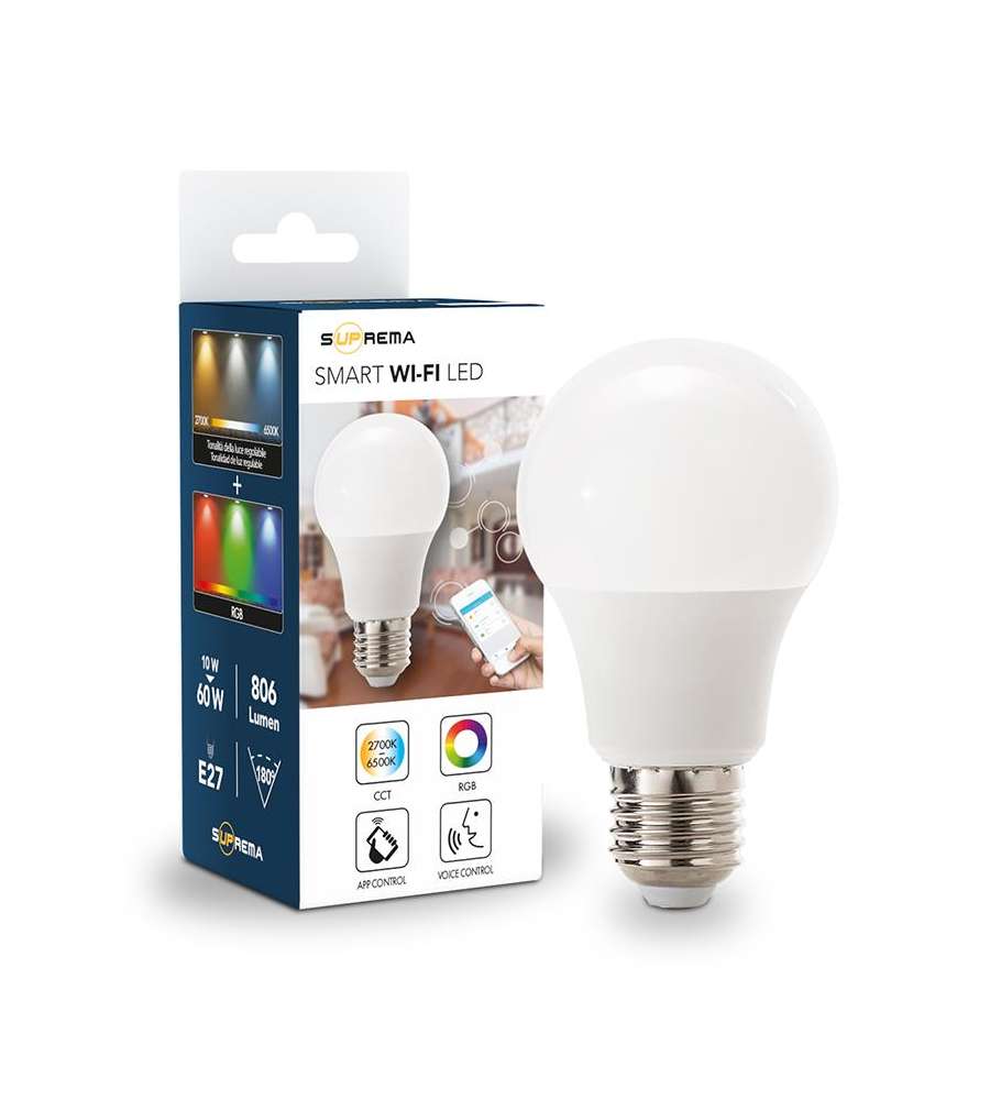 Lampadina a Led E27 RGB a goccia con telecomando - 10W Life