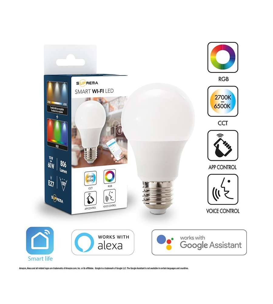 Lampadina Goccia Led A60 Sm Wifi Rgb+cct E27 60w