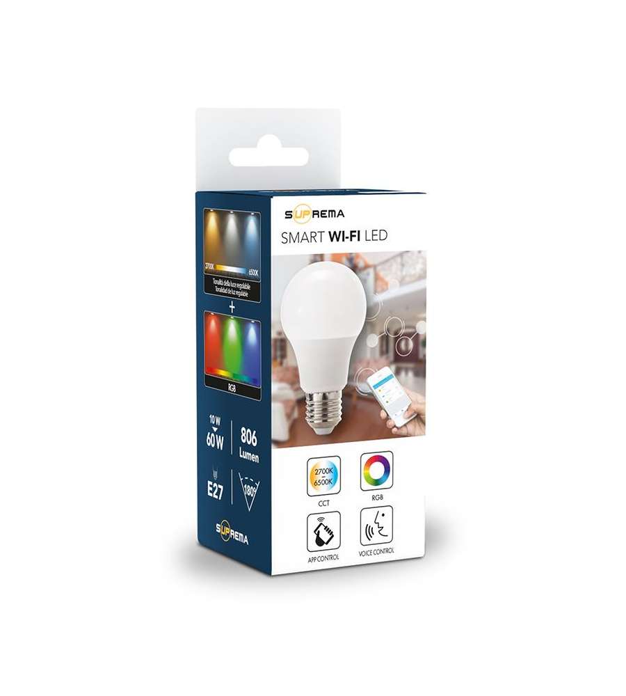 Lampadina a LED 10W SMART Wifi RGB+CCT + Telecomando - A60 Dimmerab