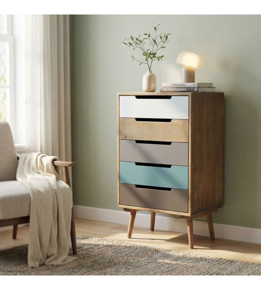 Cosma Cassettiere Darwin - Mobiletto 5 Cassetti Multicolor 45x36,5 cm