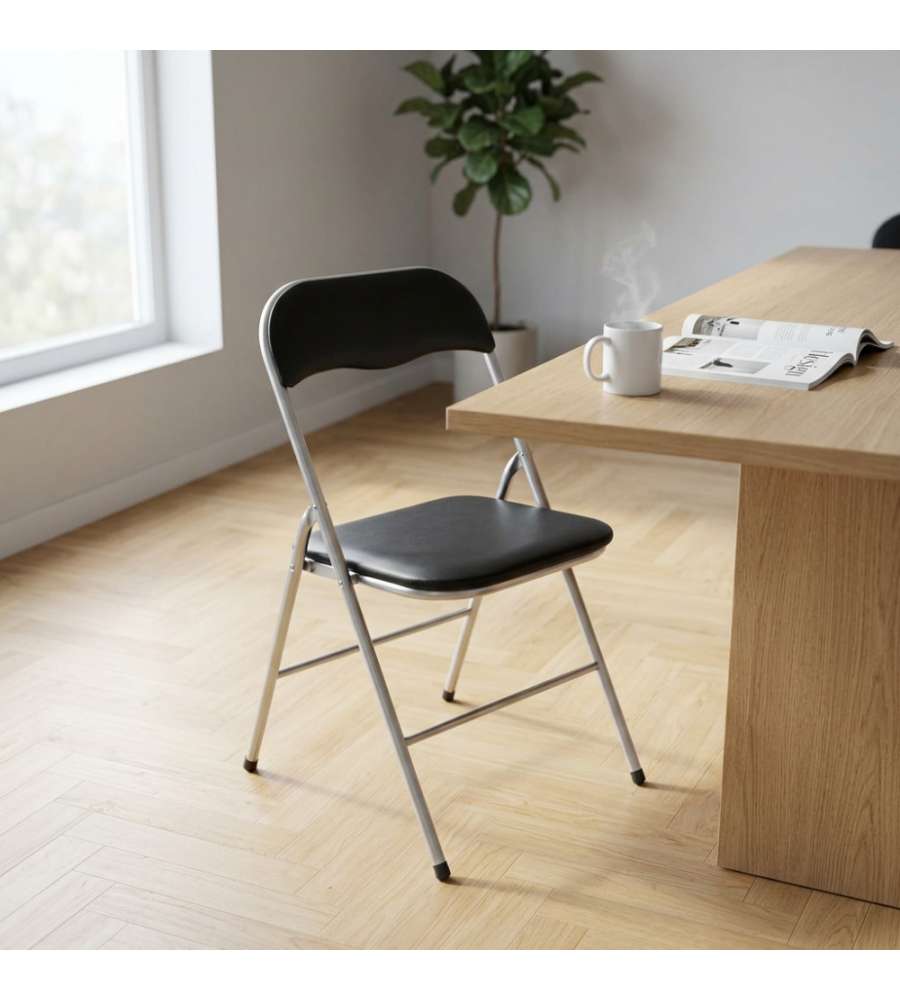 Cosma Sedia Pieghevole Slim Nera Imbottita 44x45x79 cm per Interno