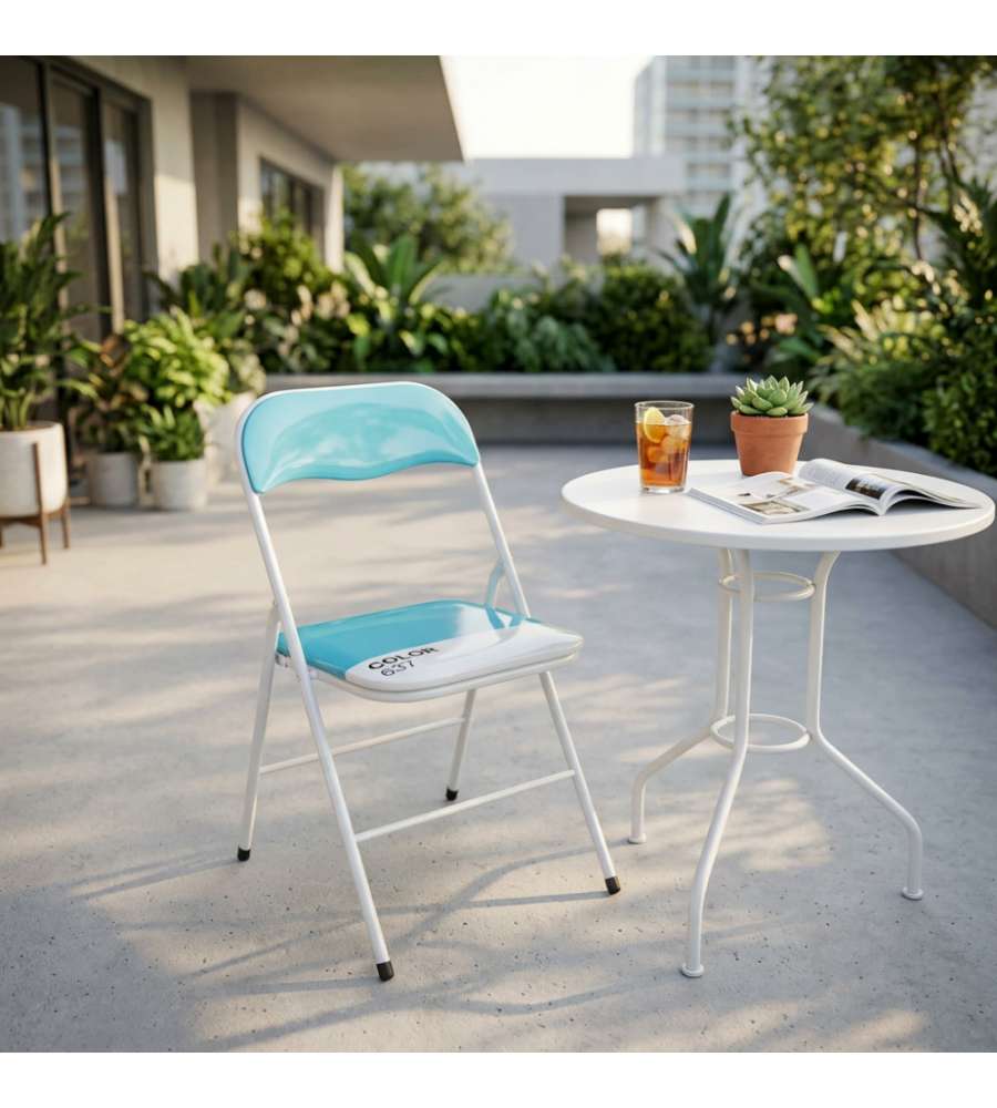 Cosma Sedia Pieghevole Slim Blu Imbottita in PVC 44x45x79 cm