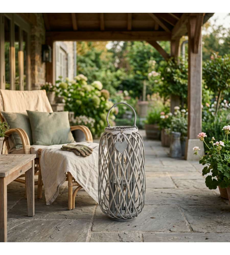 Cosma Lanterna Decorativa Grigia in Vimini � 34 x 76 cm Interni Esterni