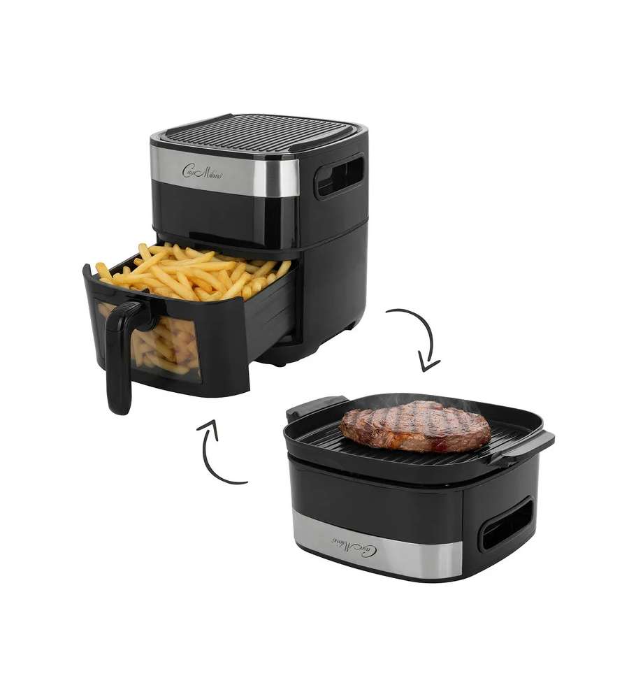 Kasanova - Friggitrice ad aria 7LT e bistecchiera 2 in 1 nera