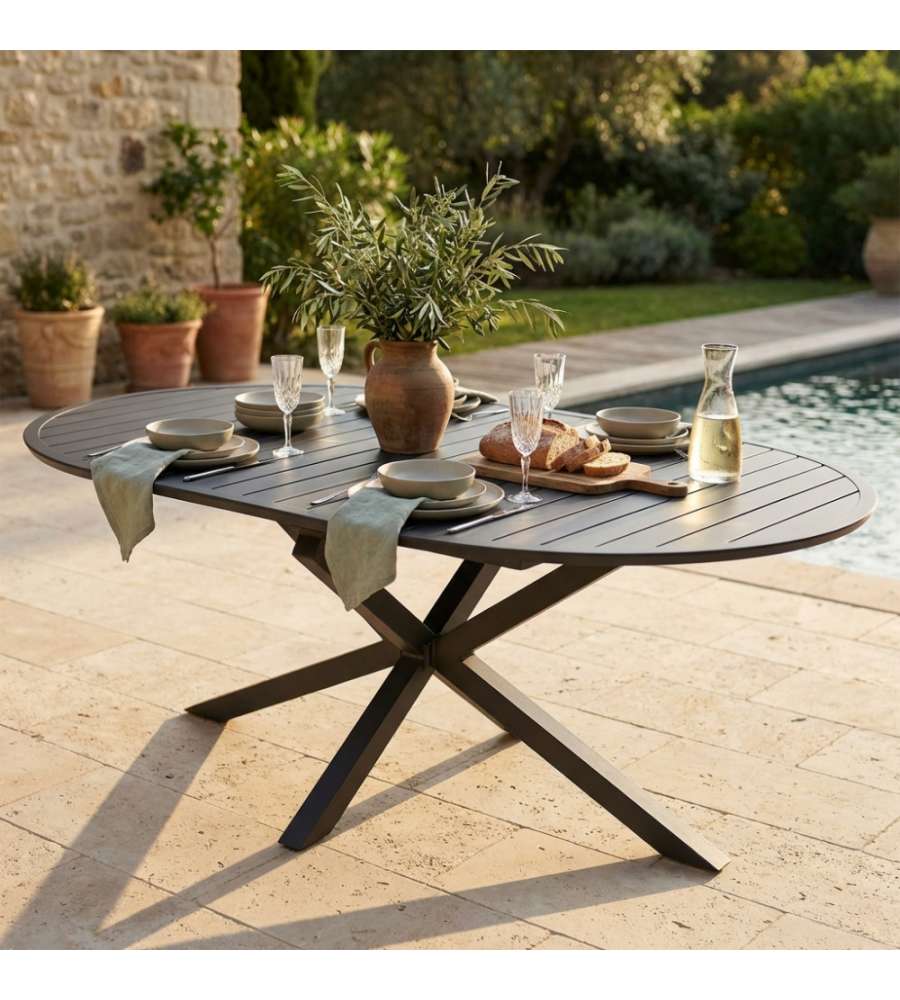Cosma Tavolo Rotondo Allungabile 150/204 cm Antracite da Giardino