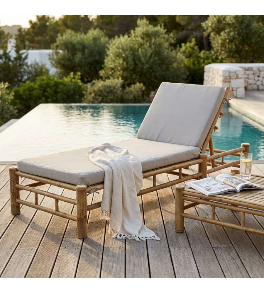 Cosma Lettino in bamboo marrone 210x80x36cm con cuscino rettangolare