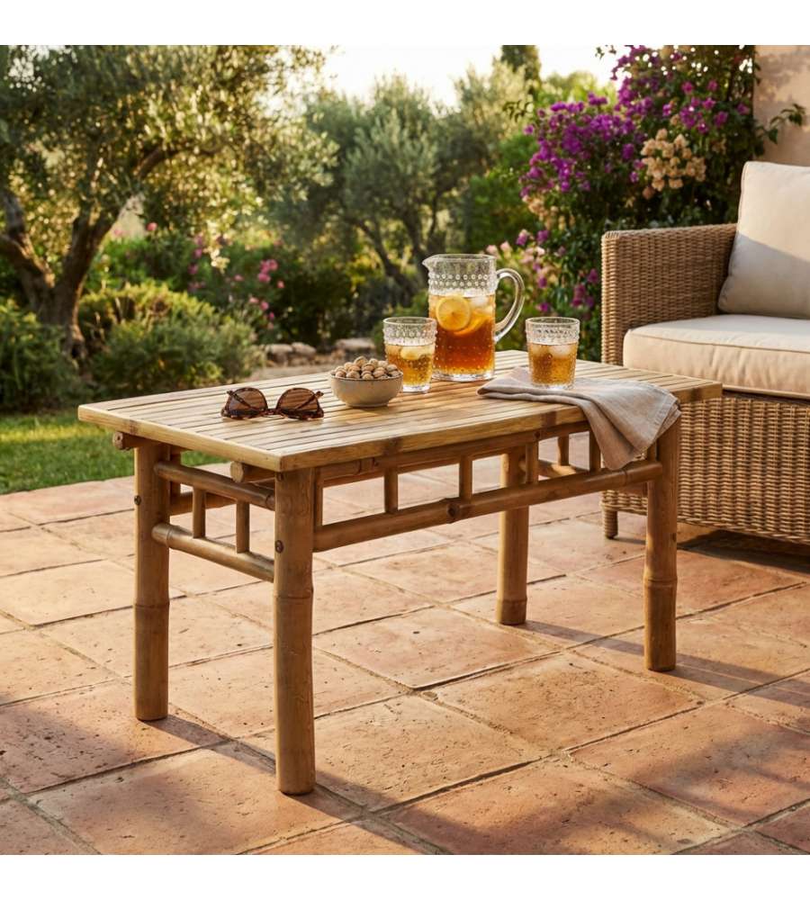 Cosma Tavolo da Giardino Rettangolare in Legno Naturale 90x45x45 cm
