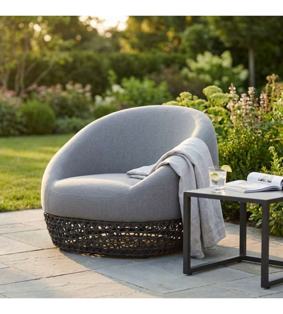 Cosma Poltrona da Giardino Grigia in Alluminio 91x91x71 cm Moderno