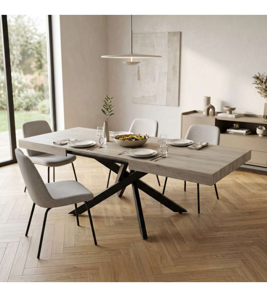 Cosma Tavolo Allungabile Naturale 160/240 cm Struttura Nera Venature