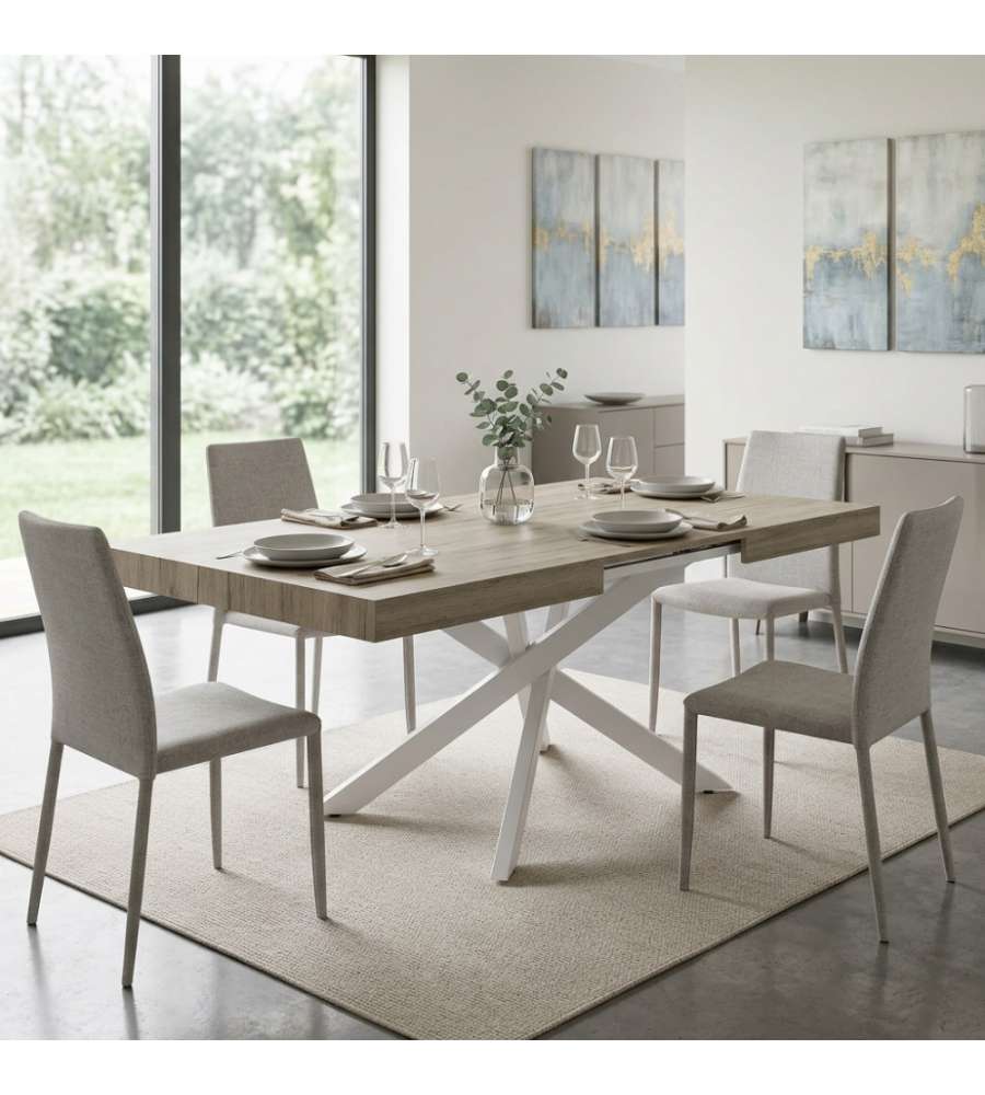 Cosma Tavolo Allungabile Naturale 160/240 cm Struttura Bianca Rettangolare