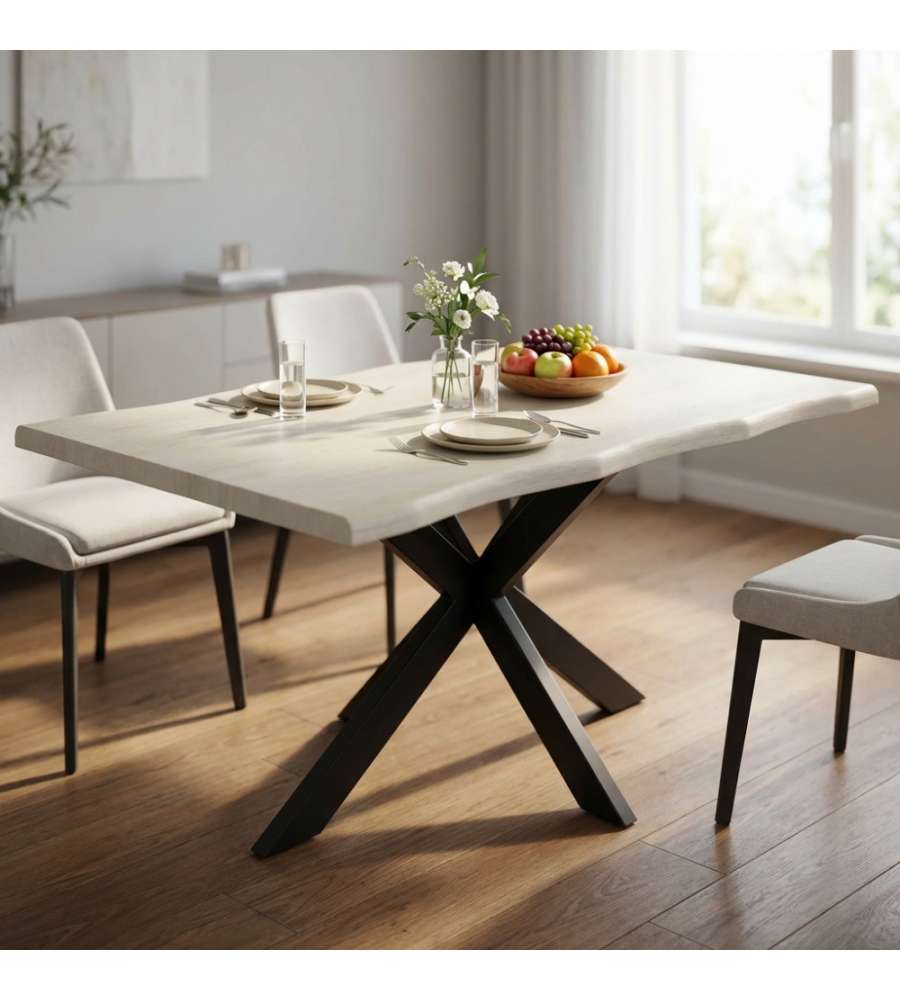 Cosma Tavolo FLOYD Bianco Effetto Legno 160x90 cm Struttura Nera