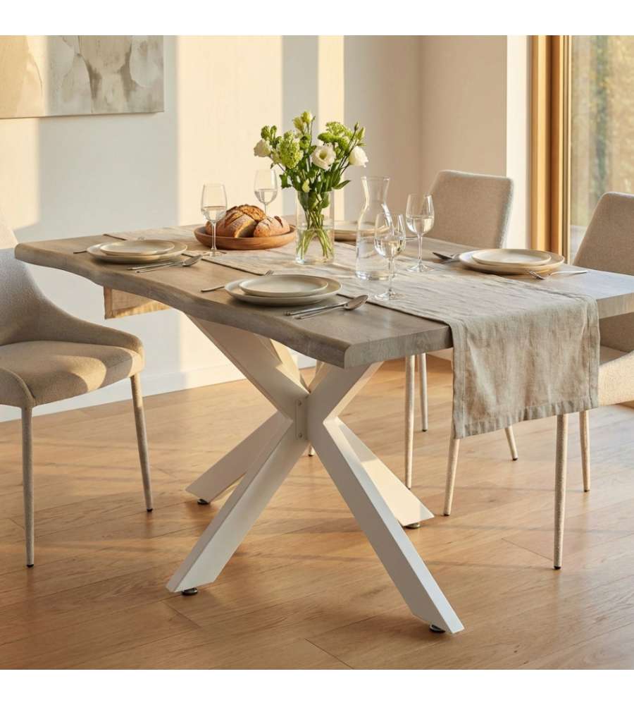 Cosma Tavolo Fisso Rettangolare 160x90 cm Naturale Struttura Bianca