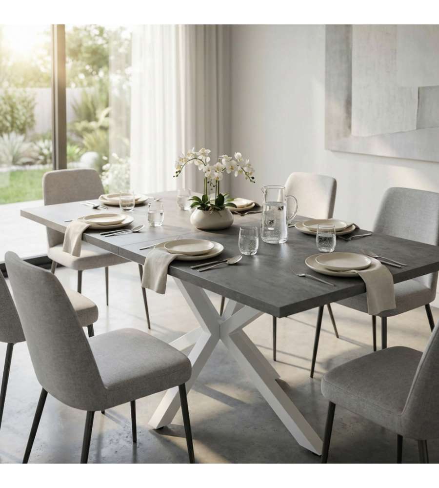 Cosma Tavolo Allungabile Legno Grigio 160/200x90 cm Struttura Bianca
