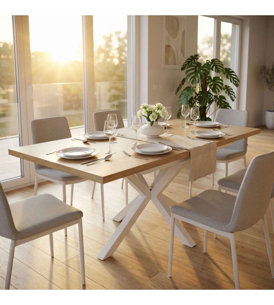 Cosma Tavolo Allungabile Naturale con Venature 160/200 x 90 cm Bianco