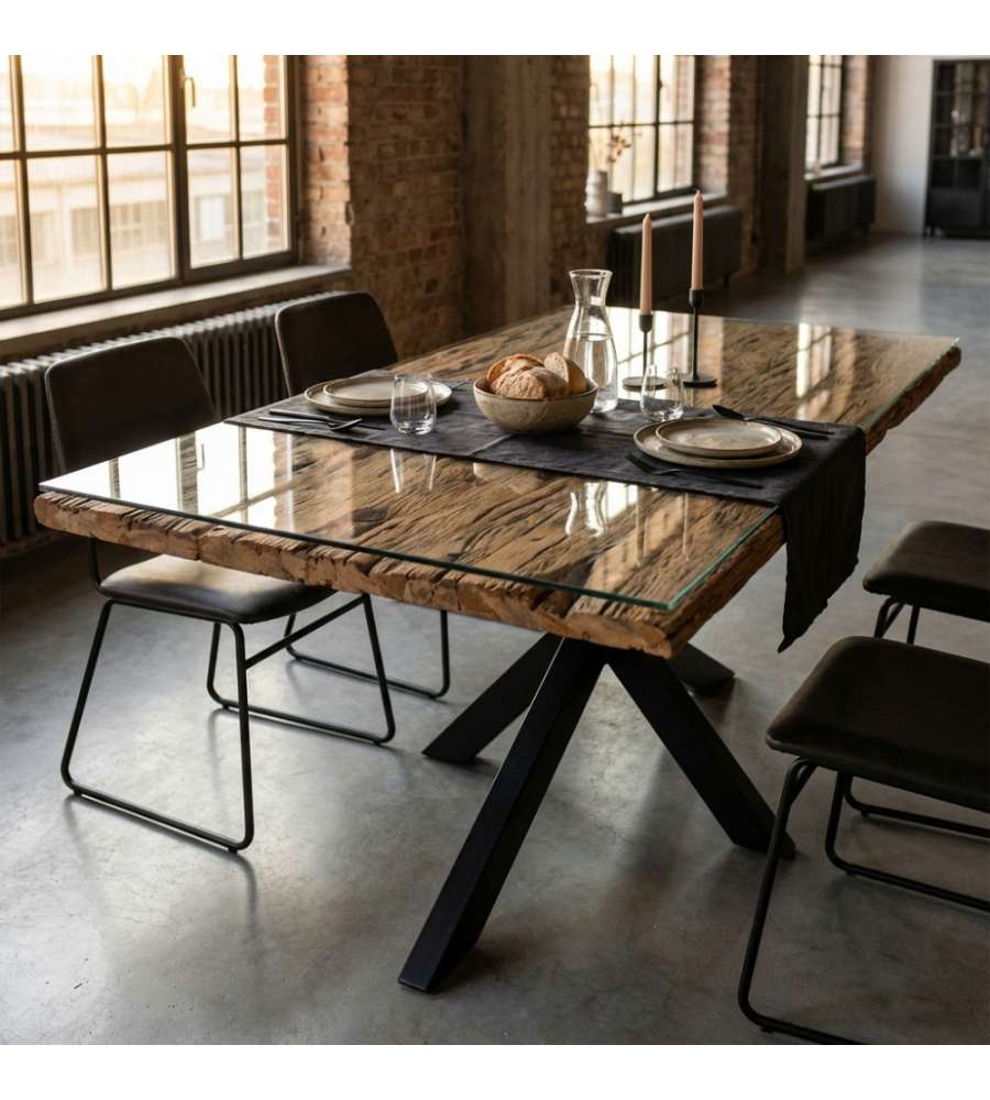 Cosma Tavolo Allungabile 200x100 cm Legno Vetro Naturale Moderno