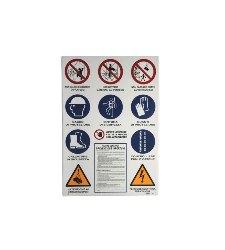 Cartello Cantiere 11 Simboli 98X138 Plastica