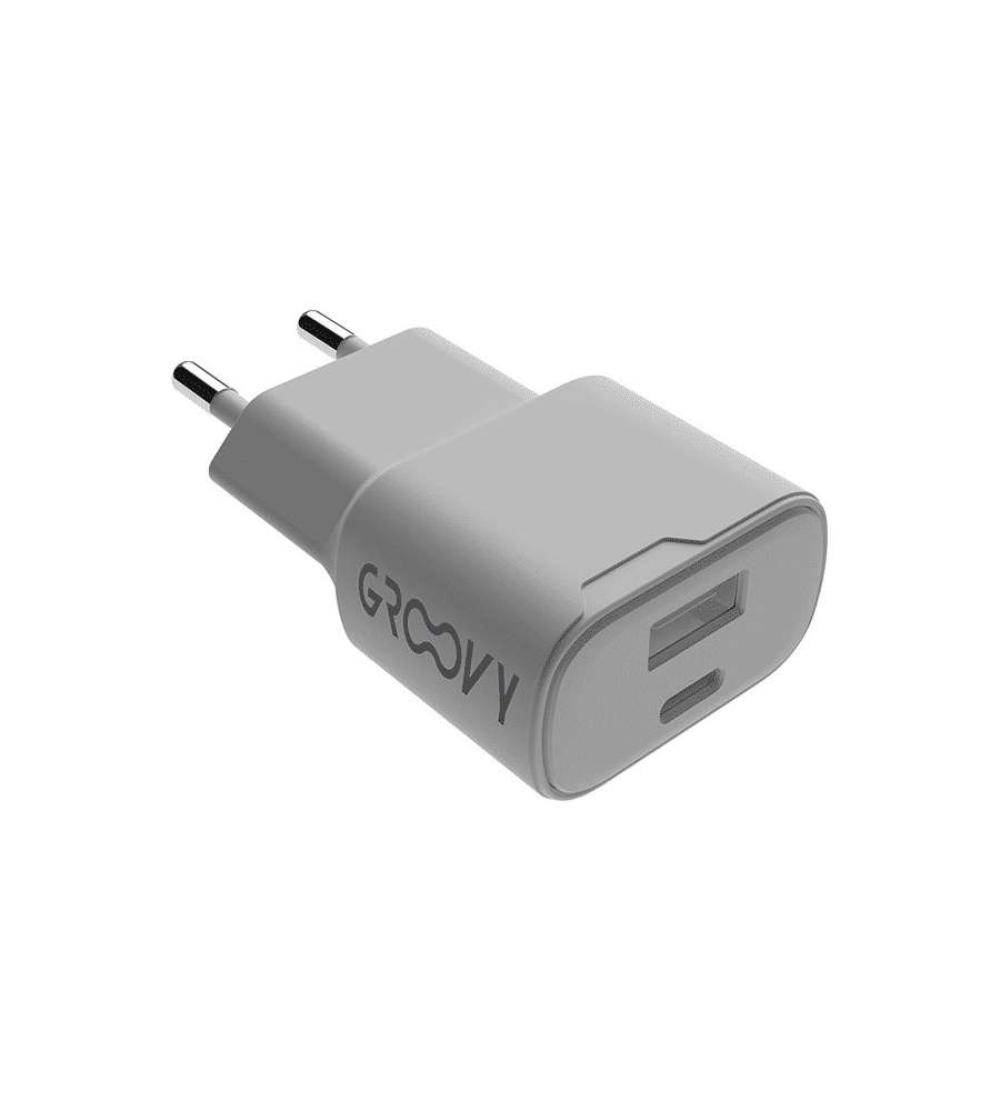 Groovy Spina Muro Fast Charger 20W 1USB-C 1USB-A Ricarica Rapida