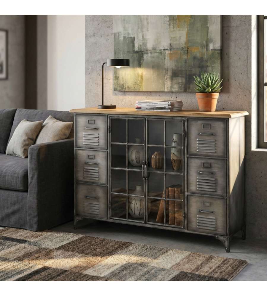 Cosma Mobile Soggiorno in Legno e Acciaio 124,5x40,5x83 cm Antracite