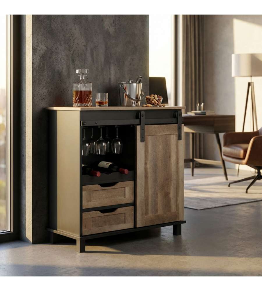 Cosma Mobile Yvan in Legno e Ferro Marrone 80x40x82 cm con Cassetti
