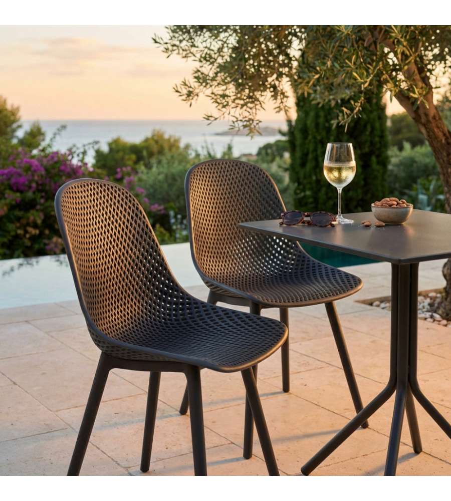 Cosma Sedia Vichy Antracite in Plastica per Interno ed Esterno 55x46,5x85