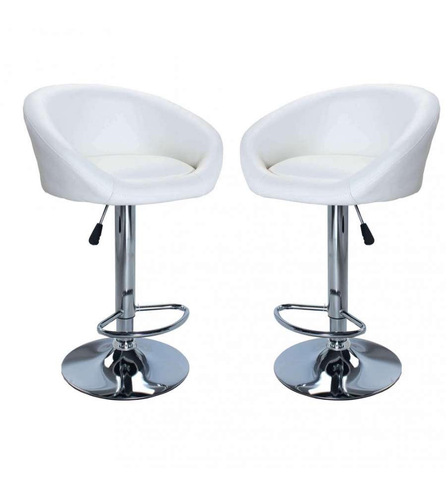 Cosma Sgabello girevole regolabile ecopelle bianco 47,5x52,5x80,5/101,5 cm