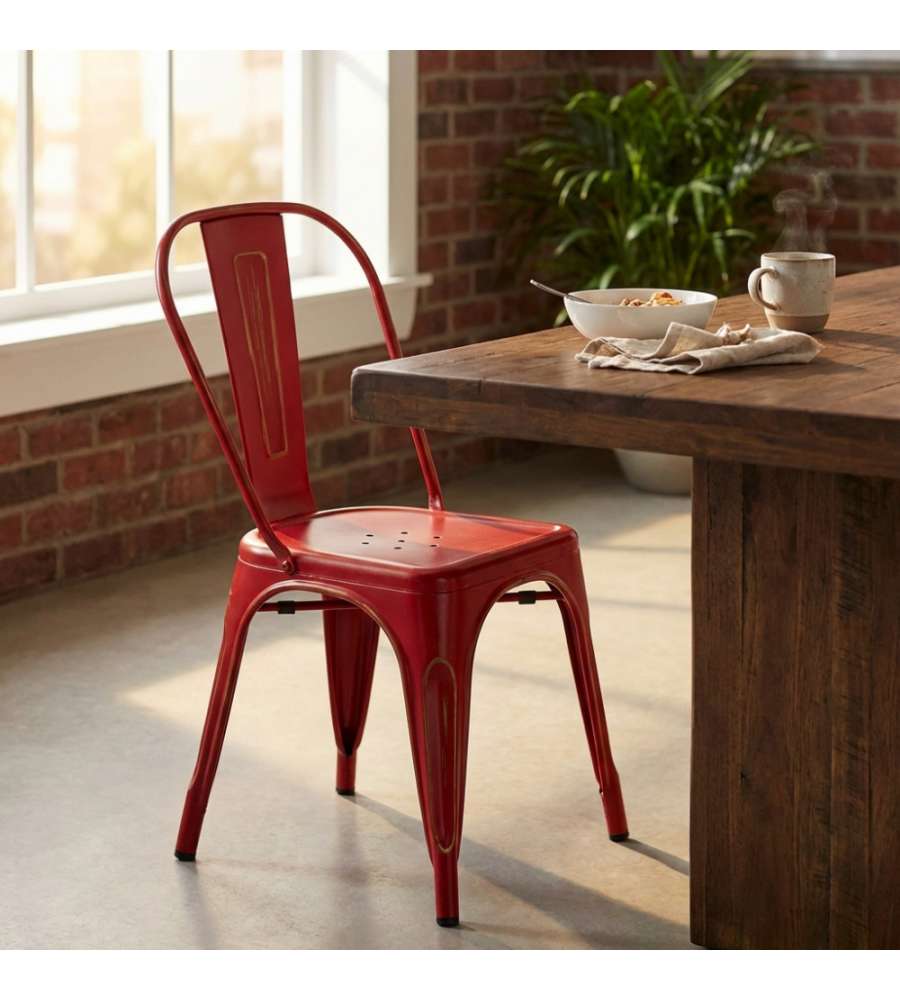 Cosma Sedia Lola Antico Metallo Rosso 35x45x85 cm Senza Braccioli