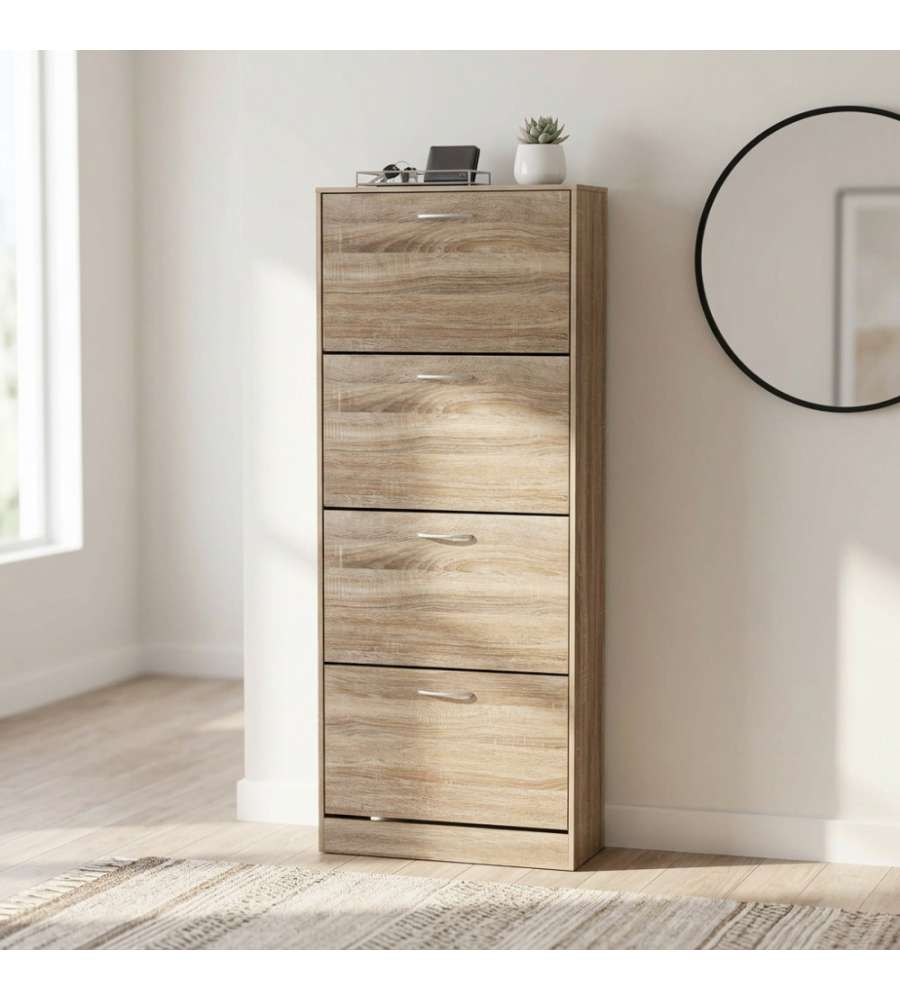 Cosma Scarpiera Salvaspazio 4 Ante Legno Marrone 60x24x150 cm