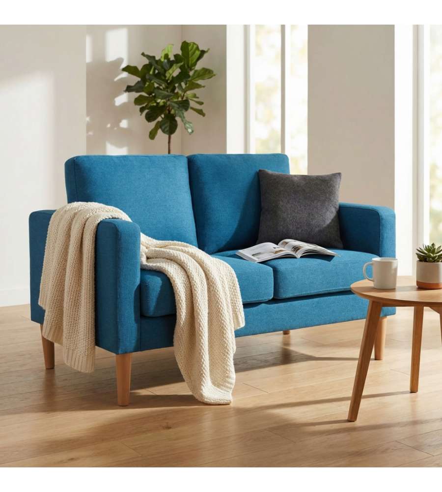 Cosma Divano 2 Posti Blu in Tessuto 137x73x82 cm con Gambe in Polipropilene