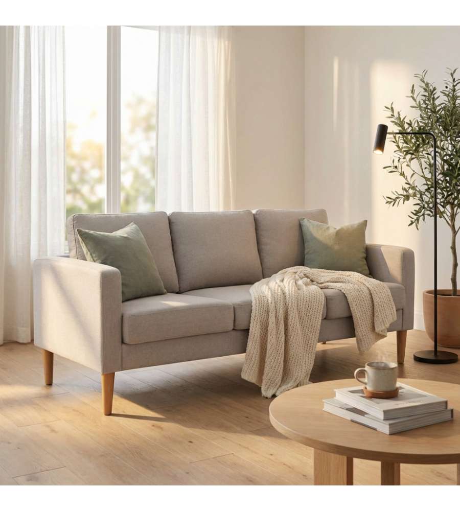 Cosma Divano 3 Posti Beige in Tessuto 180x73x82 cm per Soggiorno