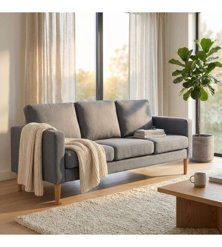 Cosma Divano 3 posti Ramsey in Tessuto Grigio Chiaro 180x73x82 cm