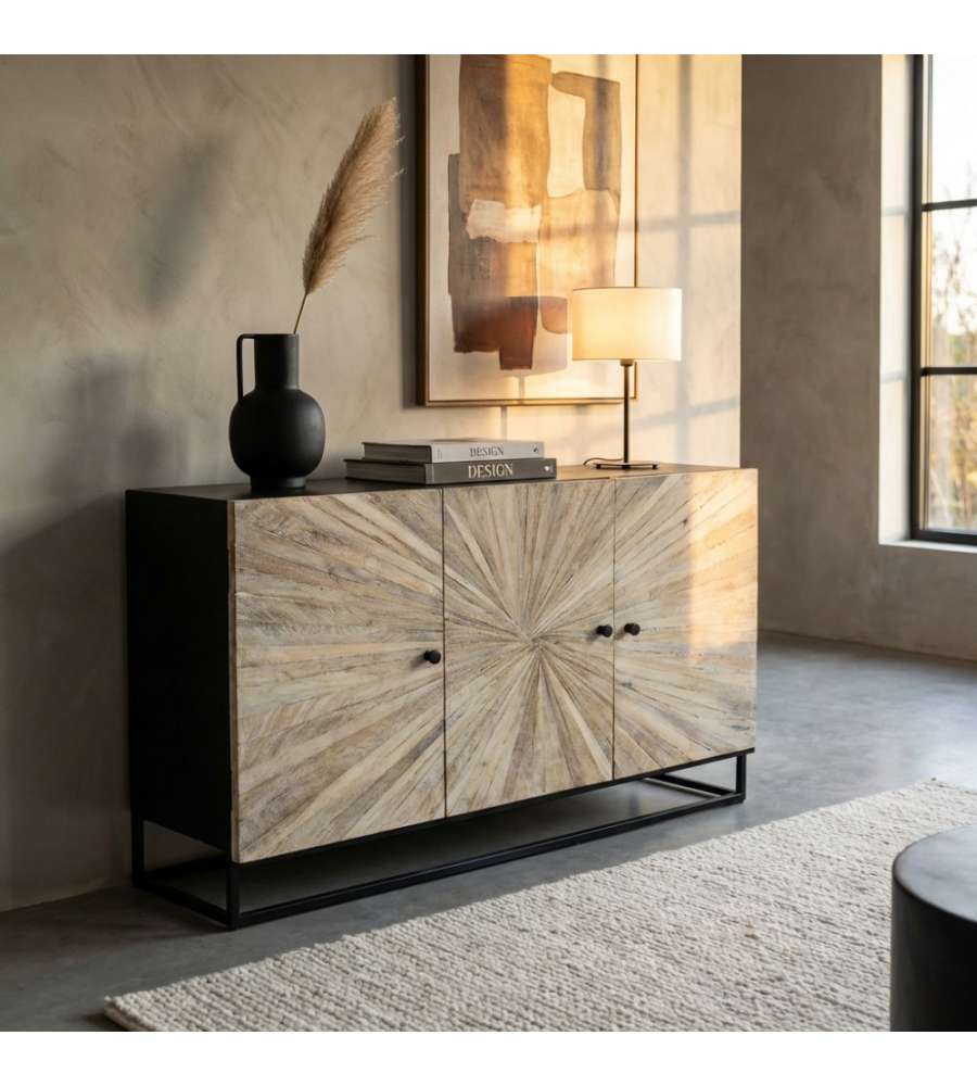 Cosma Mobile Soggiorno 3 Ante in Metallo e Legno Marrone 150x85 cm