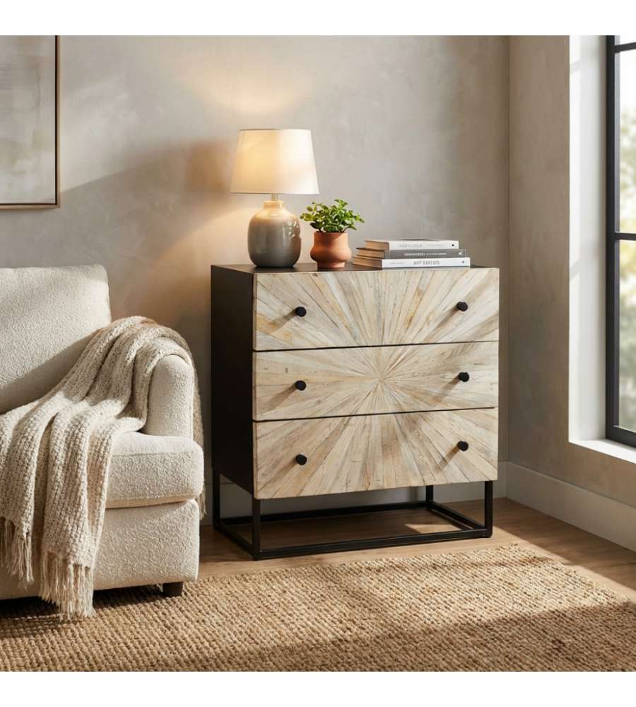 Cosma Mobile Kimball 3 cassetti legno mango 75x45xH81 cm marrone