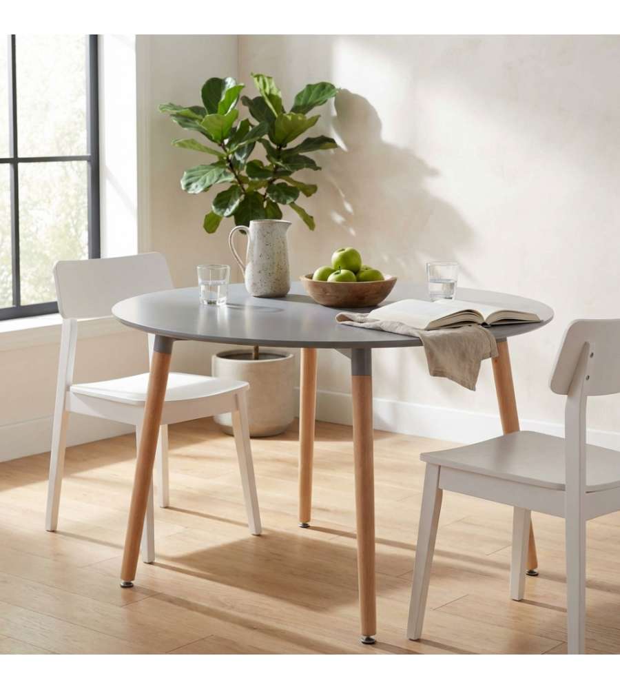 Cosma Tavolo Rotondo diam. 120 cm Grigio in Legno con Piano in ABS
