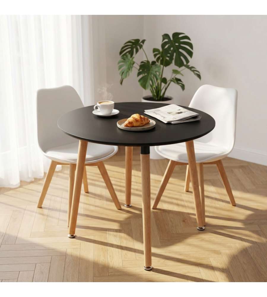 Cosma Tavolo da Giardino Lione Rotondo diam. 80 cm Nero Fisso in Legno