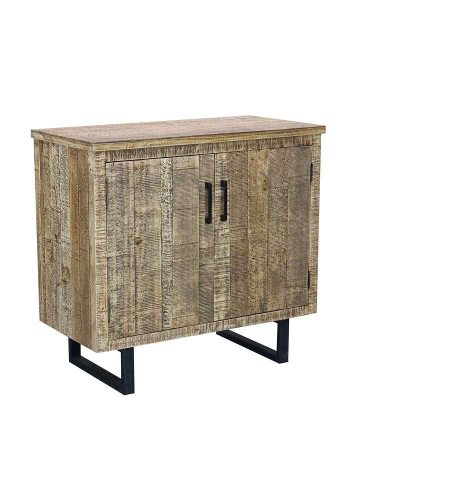 Cosma Mobile Soggiorno Basso con 2 Ante in Metallo e Legno Nero/Marrone 90x45x83 cm