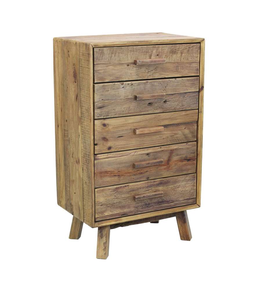 Cosma Cassettiera 6 Cassetti Legno Pino Riciclato Marrone 60x40x100,5 cm
