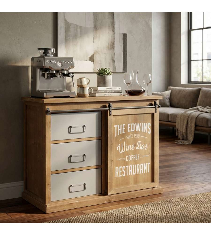 Cosma Mobile Ellery in Metallo e Legno Marrone 89x42,5x76,8 cm