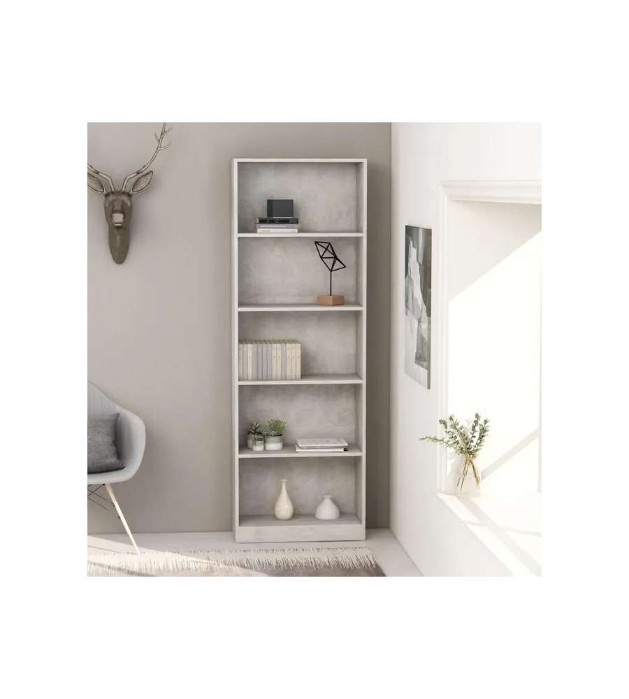 FMD Libreria A Muro Zed A5 4 Ripiani - 100x19,5x53 Cm, Colori Grigio E Bianco, Nobilitato - Made In Germany
