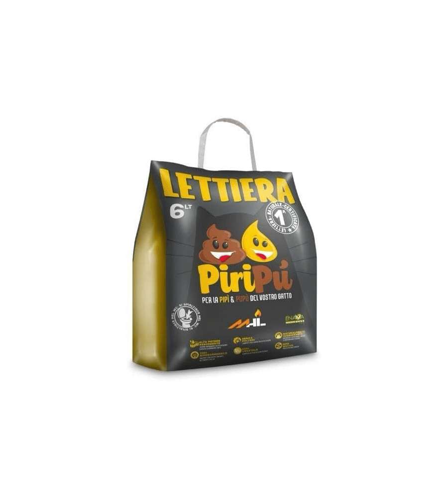 Piripu Lettiera per Gatti 100% Naturale 6LT Nero Super Assorbente