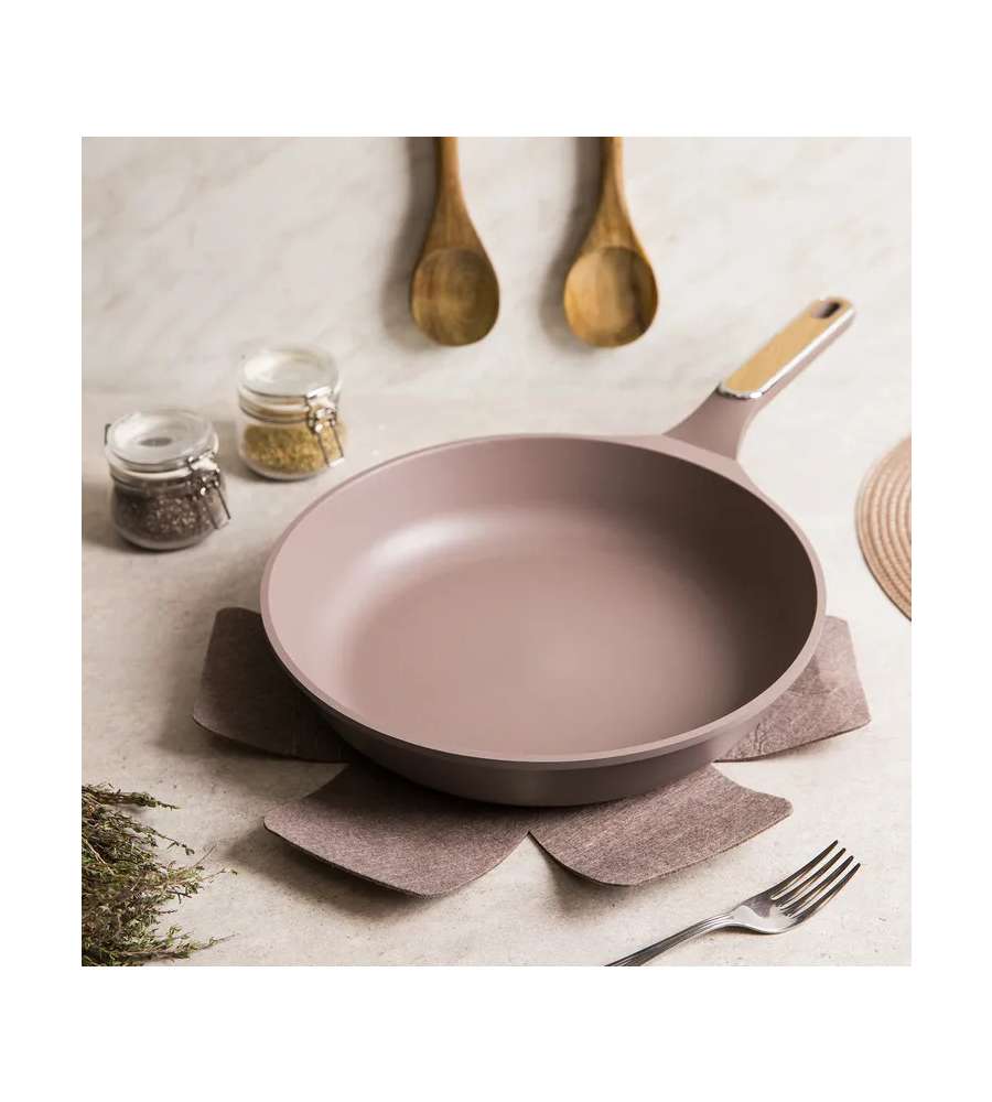 Padella Antiaderente Induzione Taupe 30 cm con Salvapadella