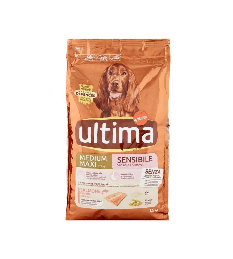Ultima Crocchette Cani Medium Sensibile Salmone 1.5kg Monoproteina