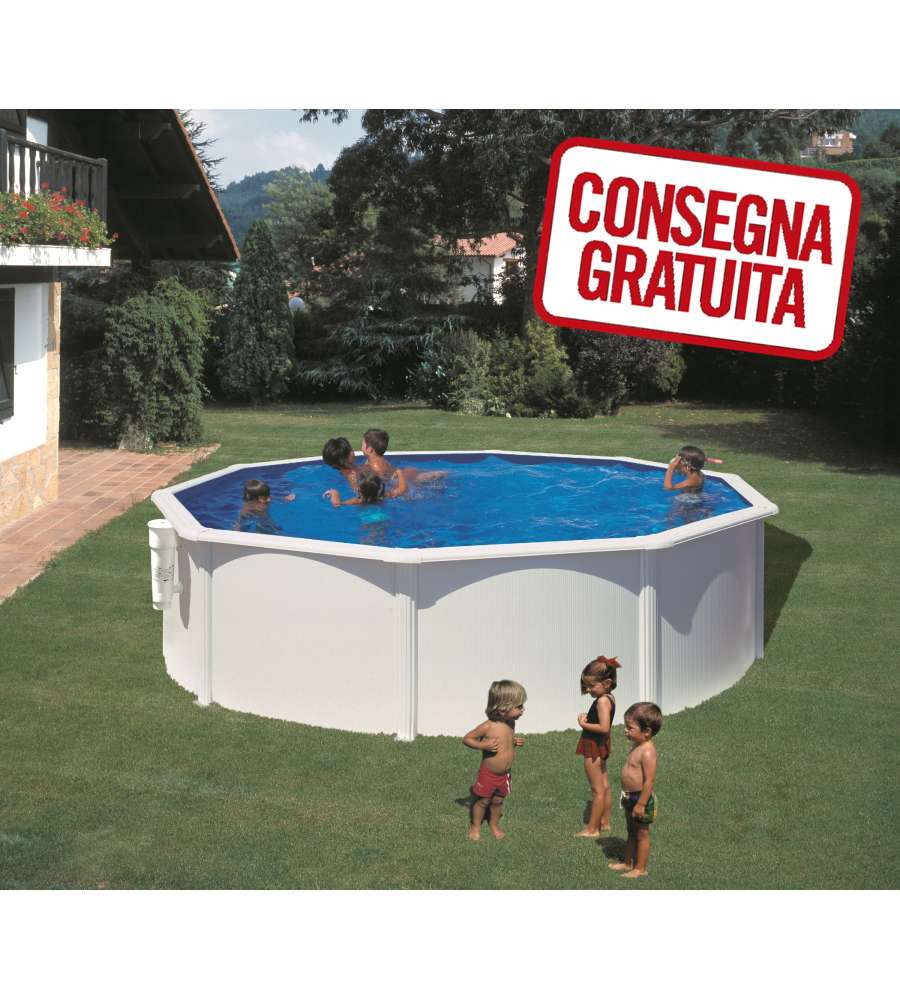 Piscina Tonda Acciaio Bianca  460 x 120 h cm