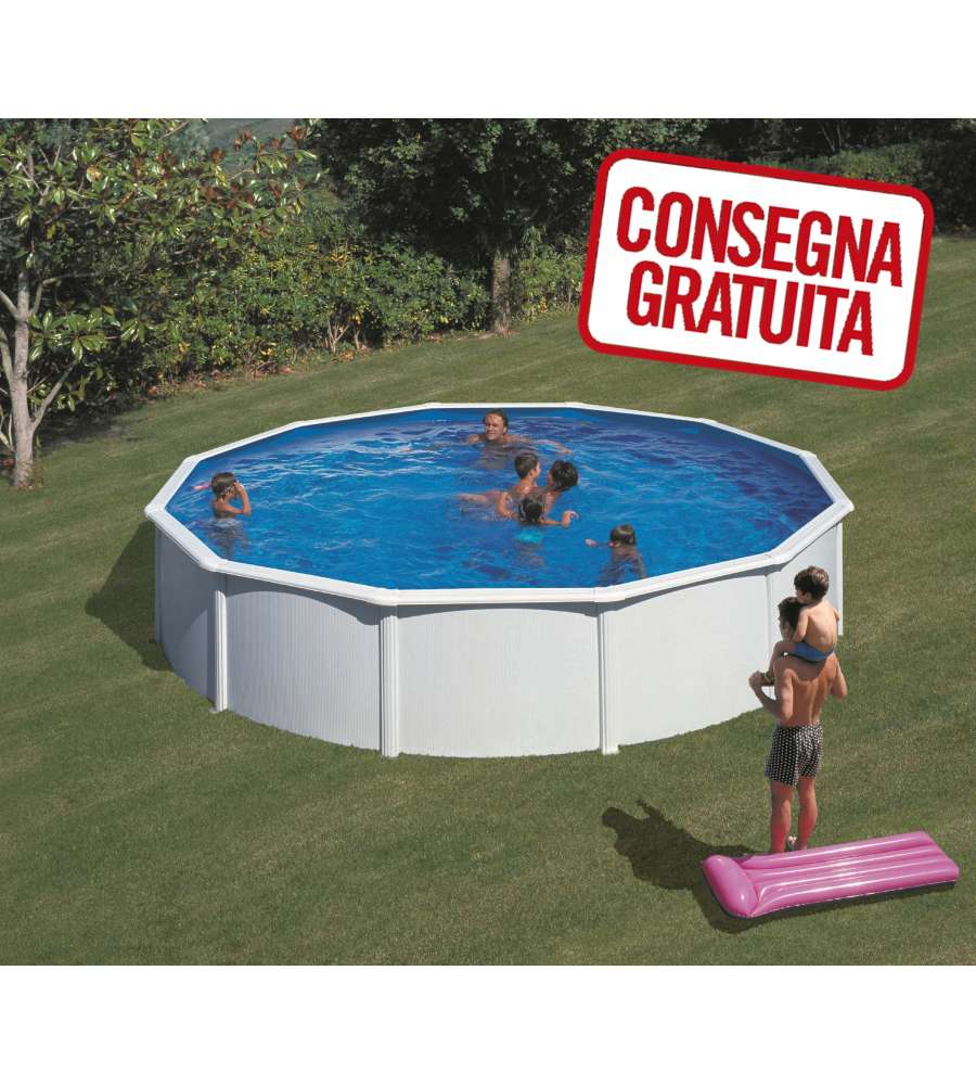 Piscina Tonda Acciaio Bianca  550 x 120 h cm