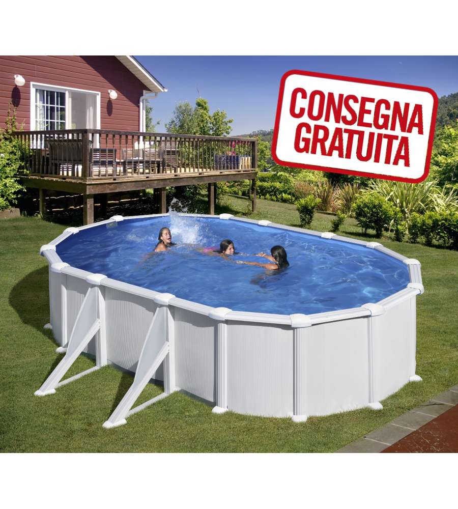 Piscina Ovale Acciaio Bianca 500 x 300 x 132 h cm