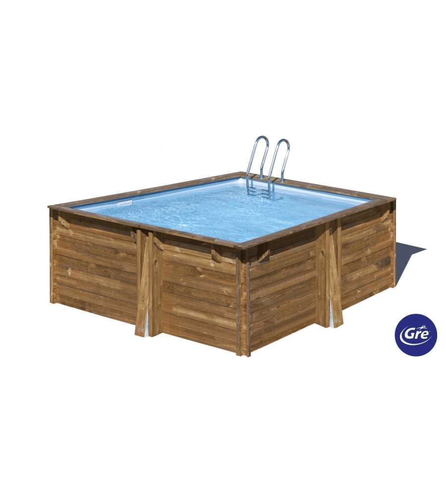 Gre Piscina Quadrata Fuori Terra in Legno Pino 305x305 H119 cm