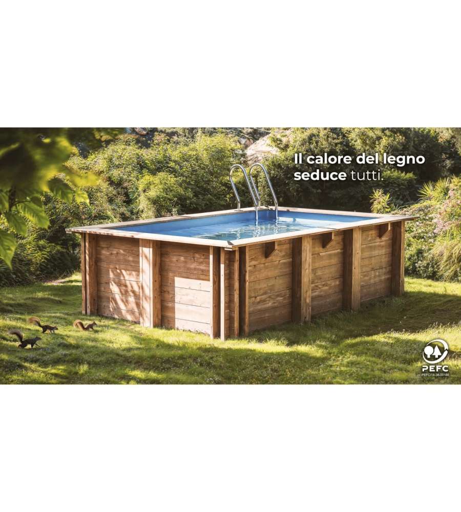 Gre Piscina fuori terra Papaya rettangolare 520x320 cm legno h133