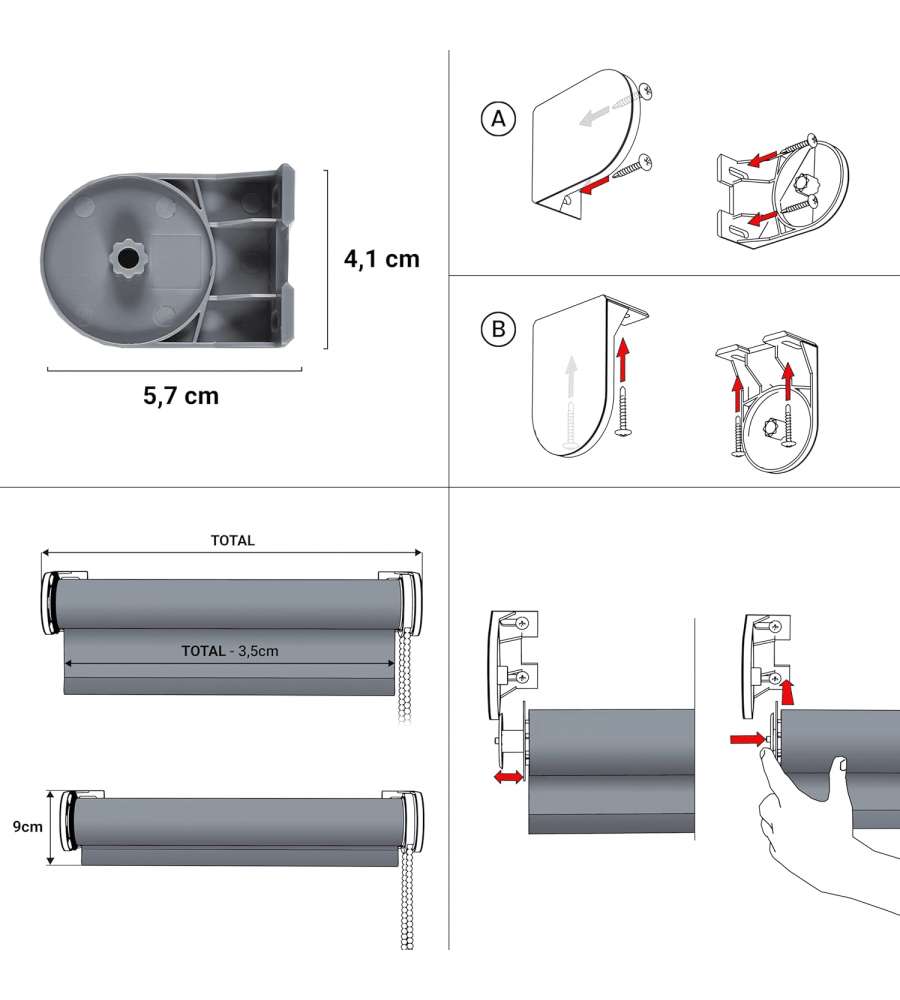 STOR PLANET Tenda oscurante a rullo grigia 80x180 cm per finestre e porte