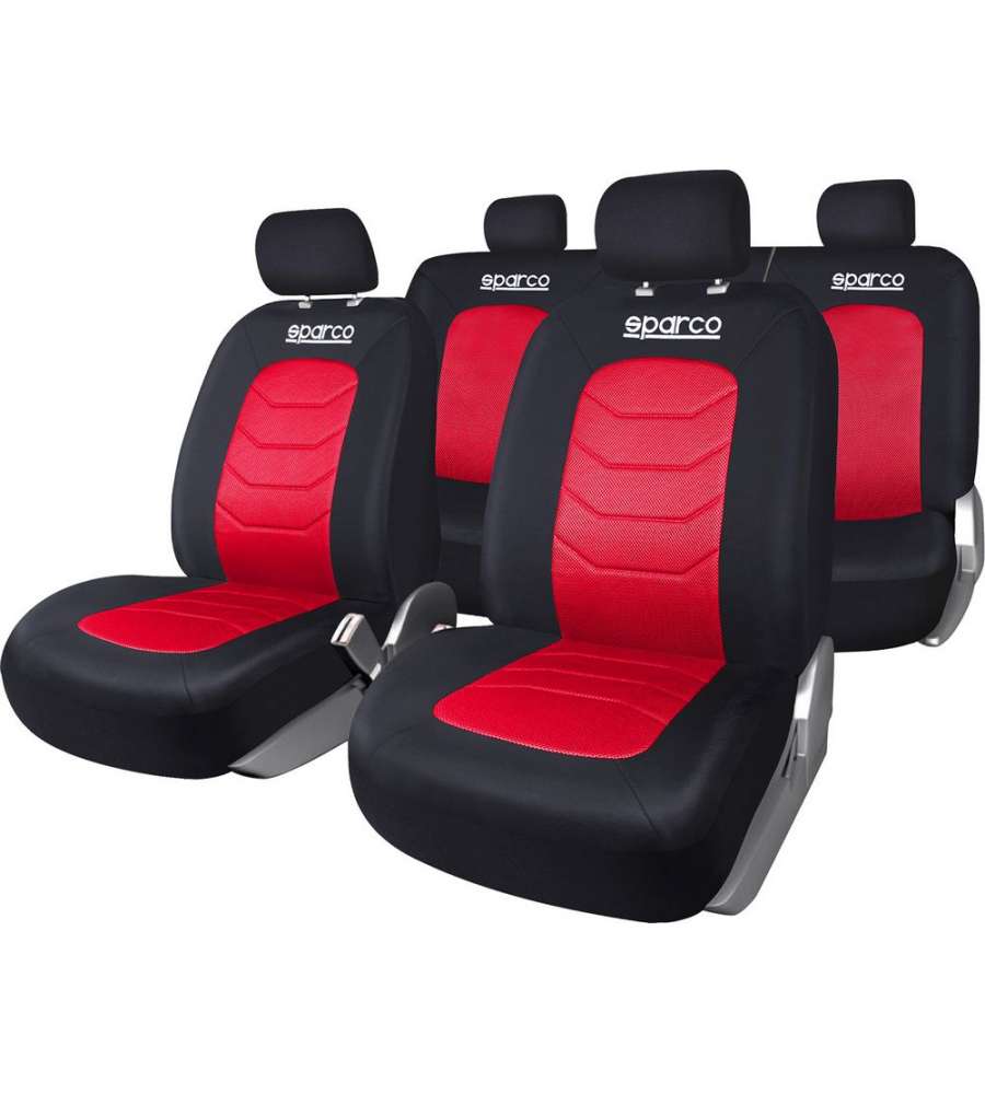 Set completo SPC1019 di coprisedili universali auto nero/rosso righe