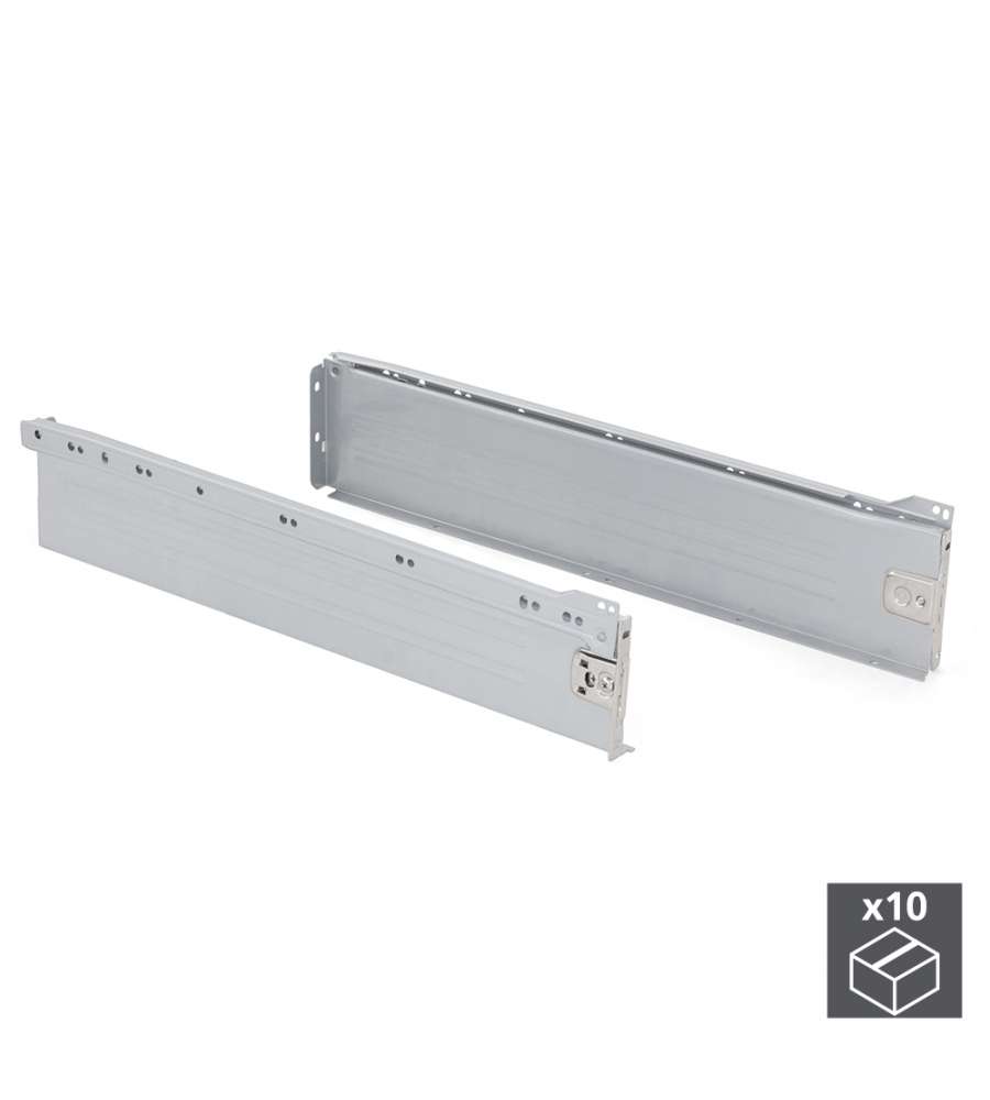 Emuca Kit Cassetto Ultrabox 118mm - Grigio Metallizzato - 10 U - 500mm